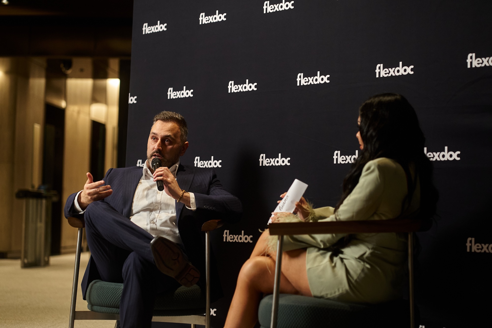 Flexdoc founder Peter Esho speaking at a Flexdoc event