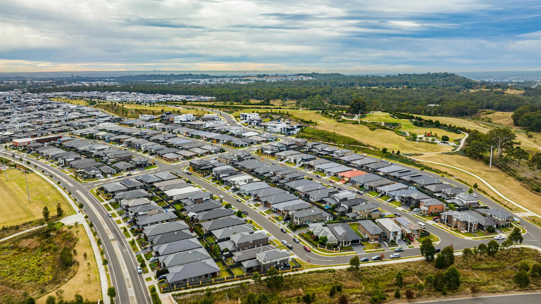 Aerial view of houses and residential streets in Sydney
