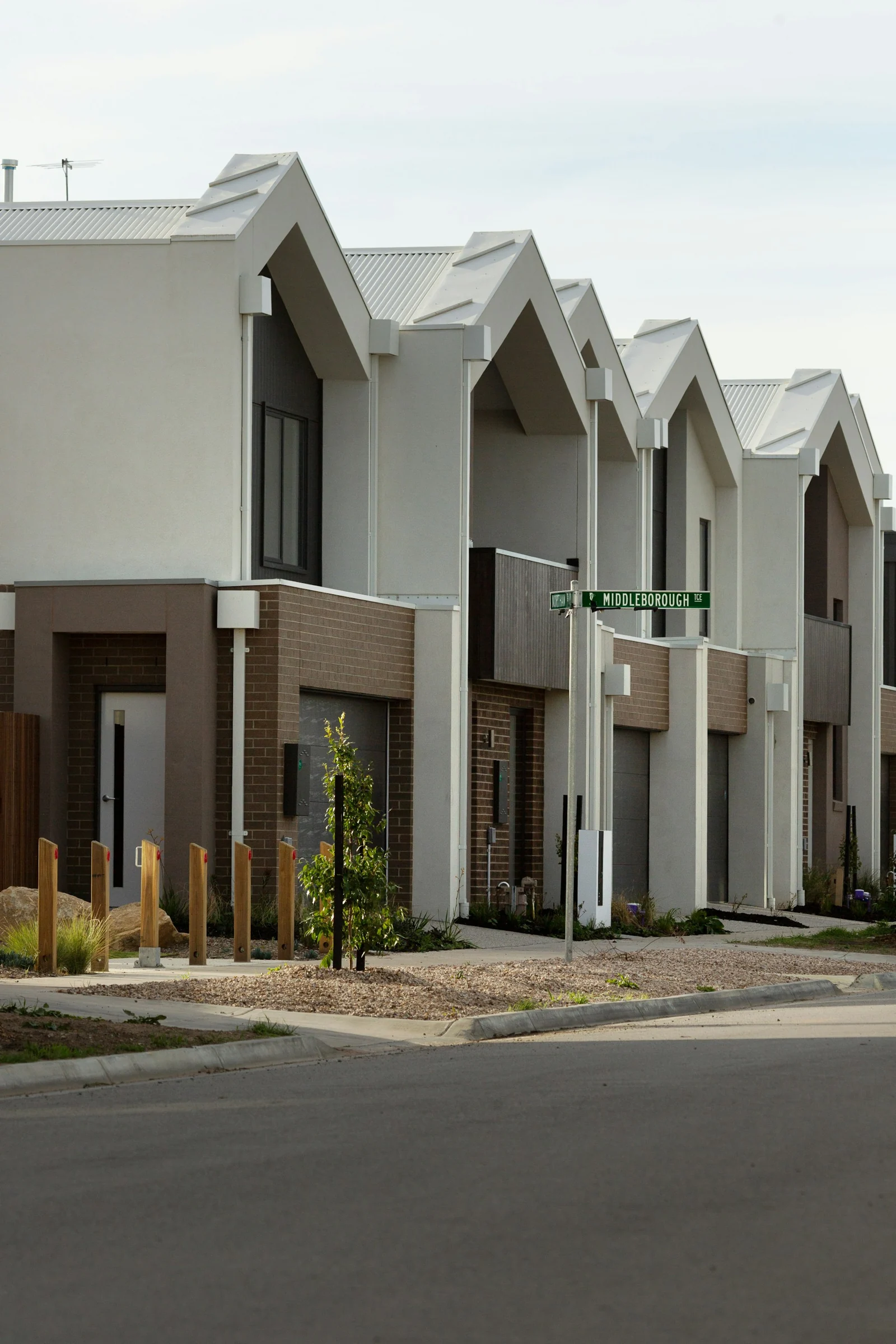 Modern townhouses along a Melbourne street